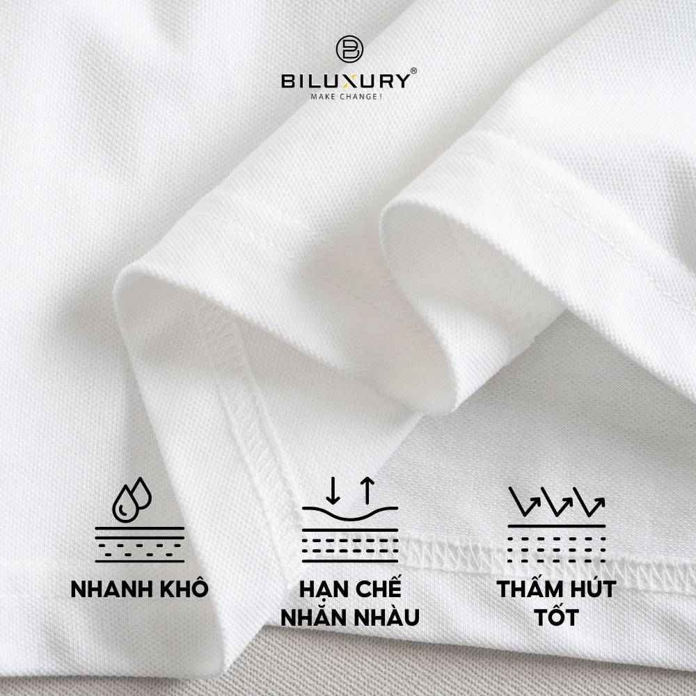 Áo thun polo nam Biluxury 6APCT003TRK cổ ve lật nẹp V thanh lịch vải cá sấu pique cao cấp