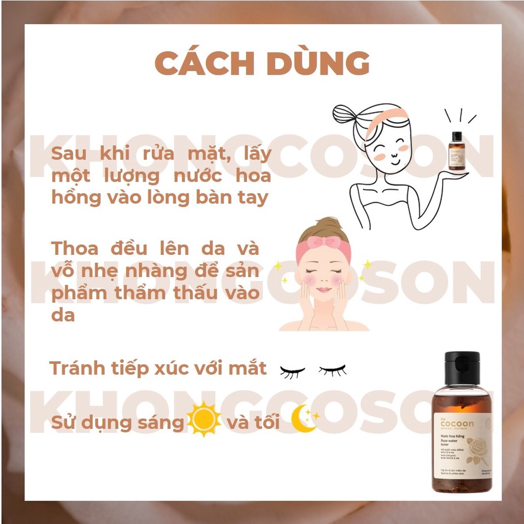 Toner Cocoon Nước Cân Bằng Hoa Hồng Cocoon With Organic Rose 140ml - Khongcoson