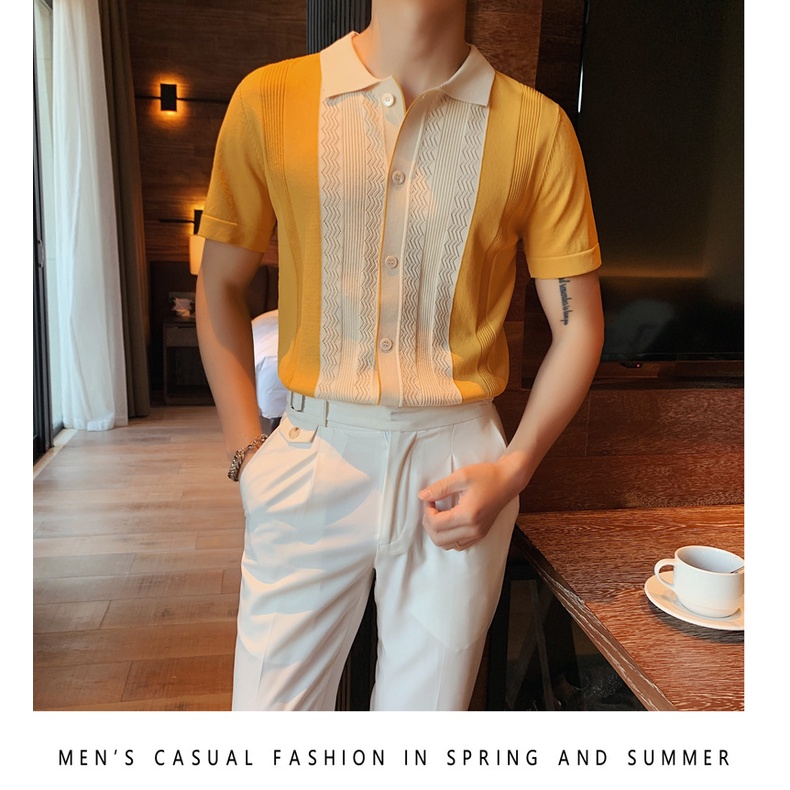 Áo polo Hàn Quốc, áo polo nam PL03 vải lụa dệt kim cao cấp