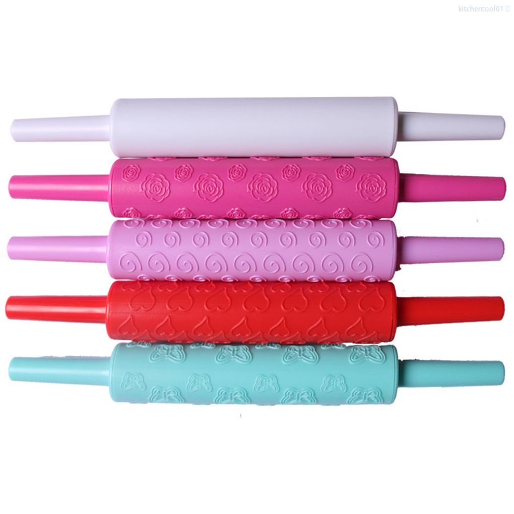 Cây Lăn Bột Làm Bánh Bằng Pp Dập Nổi Họa Tiết Trái Tim / Bông Hoa Xinh Xắn Tiện Dụng Cho Nhà Bếp Mã01