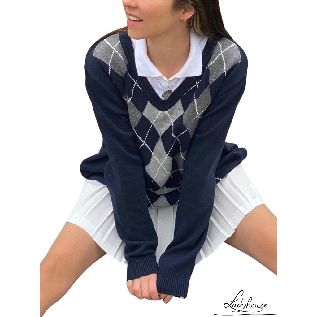 Áo Len Tay Dài Cổ Chữ V Màu Sắc Thời Trang Cho Nữ