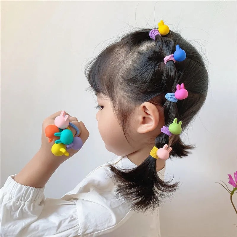 Set 10 Dây Buộc Tóc Co Giãn Họa Tiết Trái Cây Dễ Thương Cho Bé Gái