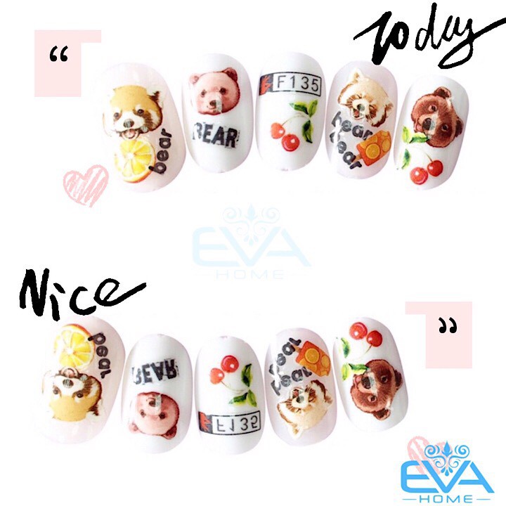 Miếng Dán Móng Tay 3D Nail Sticker Tráng Trí Hoạ Tiết Chú Gấu Dễ Thương Cute Bear F135