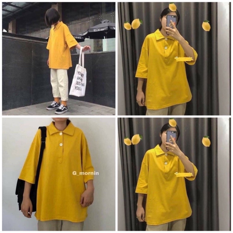 Áo Thun POLO Nữ Tay Lỡ Có Cổ Phông Form Rộng Freesize Unisex Trơn Ulzzang Hot Hit