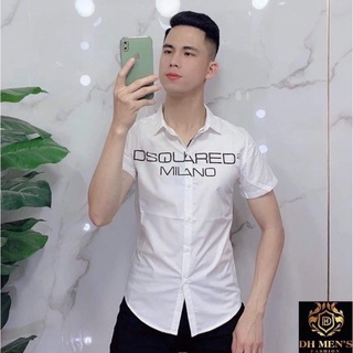 Áo Sơ Mi Cộc Trắng Hoạ Tiết