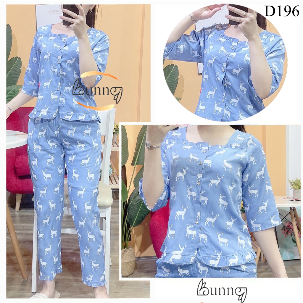 ĐỒ BỘ NỮ QUẦN ÁO BỘ NỮ MẶC Ở NHÀ CHẤT ĐŨI LẠNH MỀM MÁT HỌA TIẾT XINH XẮN NGỘ NGHĨNH
