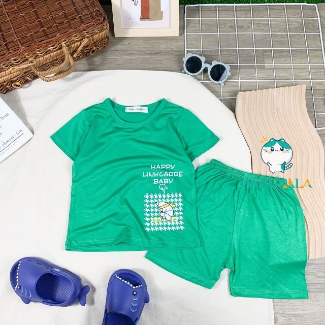 Đồ Bộ Minky Mom Cộc Tay Cho Bé Trai Bé Gái Vải Thun Lạnh-Set Bộ Tay Ngắn 1 2 3 4 5 6 Tuổi Babulala CT24