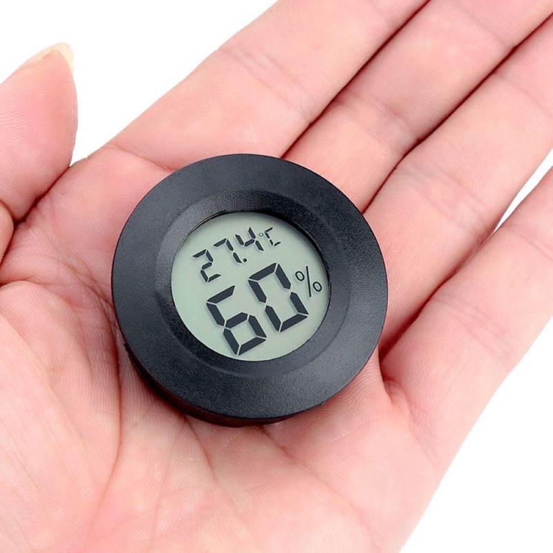 Nhiệt ẩm kế mini điện tử hình tròn - Chống ẩm máy ảnh, đồ trang sức, theo dõi sức khỏe