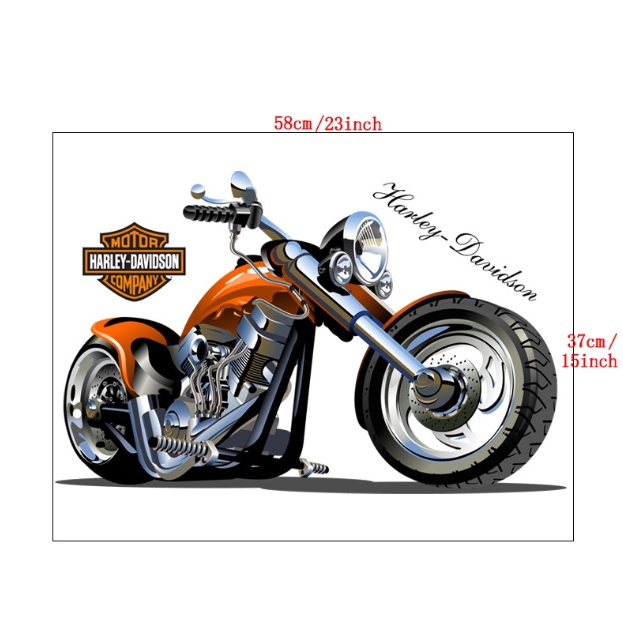 Decal giấy dán tường - mẫu Xe Motor Cam phong cách thời thượng