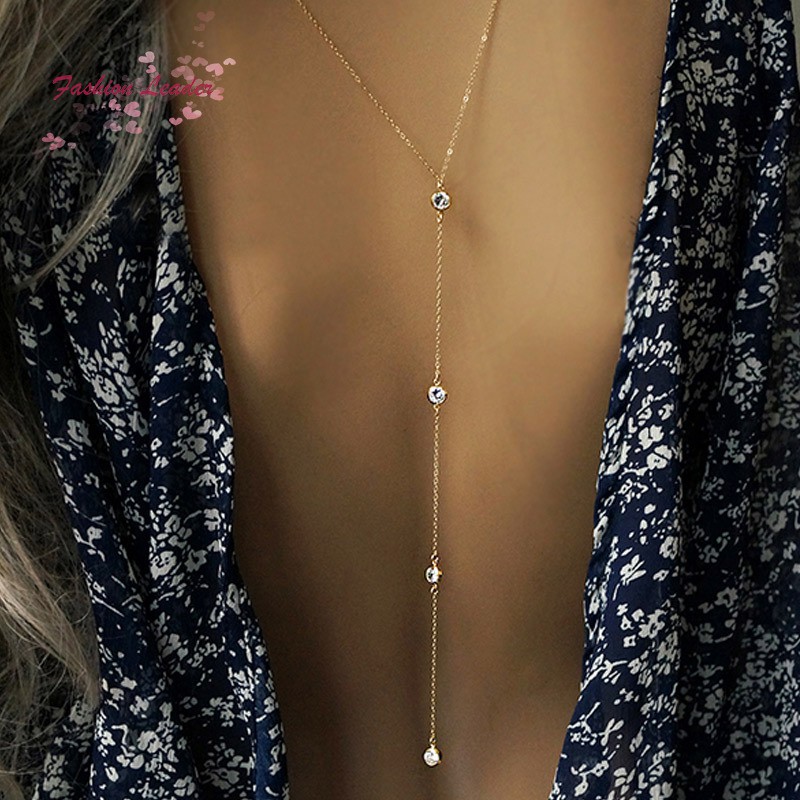 Chuỗi dây chuyền lưng đính đá quyến rũ