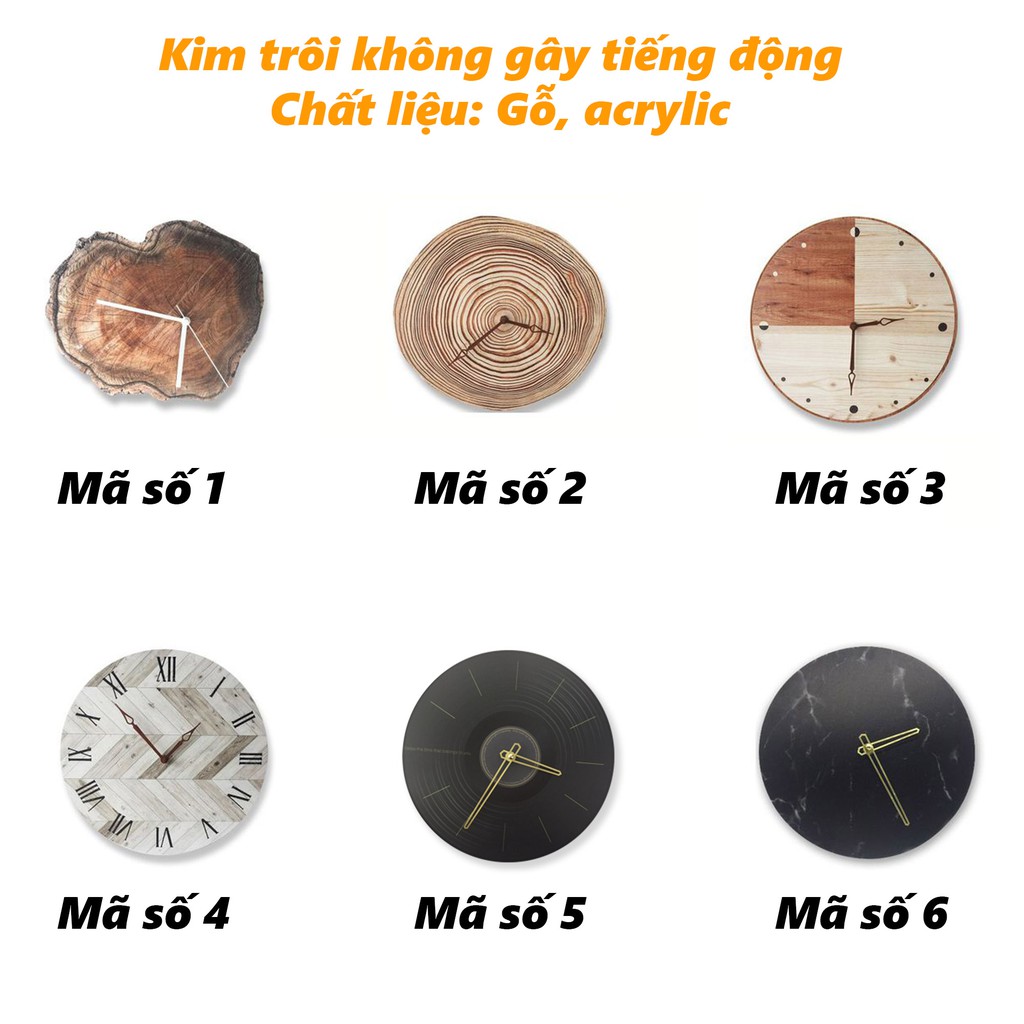 [CAO CẤP] Đồng hồ treo tường kim trôi GỖ TỰ NHIÊN 30cm