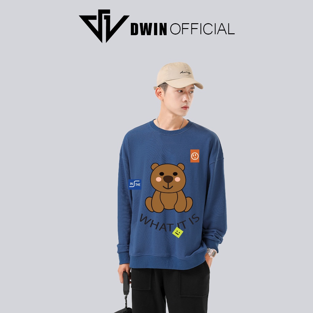 Áo sweater nỉ What is it Unisex DWIN basic nam nữ form rộng oversize local brand SP00100