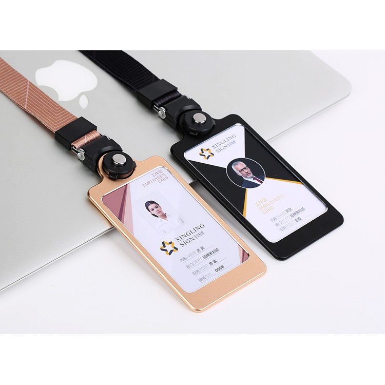 Dây Đeo Thẻ ID Bằng Hợp Kim Nhôm Màu Vàng/Bạc Dùng Trong Văn Phòng