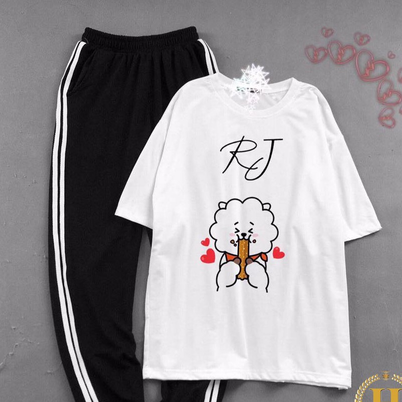 (HÀNG CHẤT LƯỢNG (HÀNG CÓ SẴN [FREE SHIP ĐƠN TỪ 50K] Sét áo BT21 cừu RJ + quần sọc KT0123 CHỐT DEAL NHANH