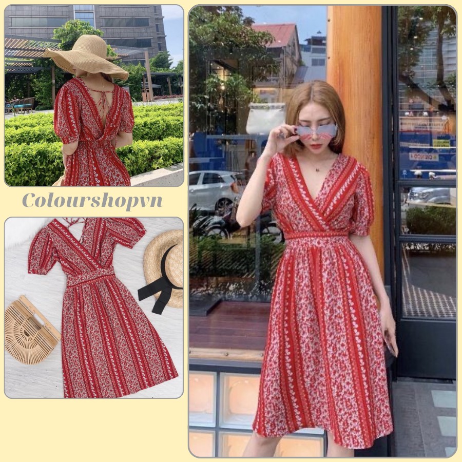 Đầm dáng xòe họa tiết hình khối thổ cẩm - MS485