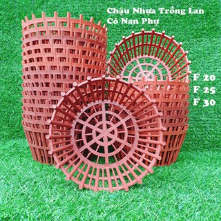 Chậu Nhựa Trồng Lan ⚜️Tặng Túi Lót Chậu ⚜️ Có Nan Phụ - Chống Rơi Giá Thể F20 - 25 - 30 [ Loại 1]
