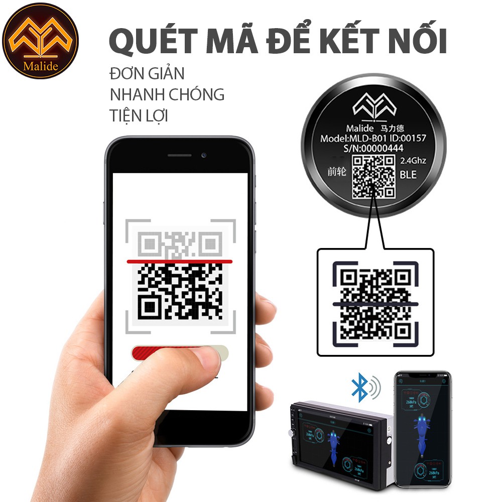 [CHÍNH HÃNG] Cảm biến áp suất lốp xe máy van ngoài Malide cao cấp kết nối APP điện thoại độc quyền - Model B01-Motor