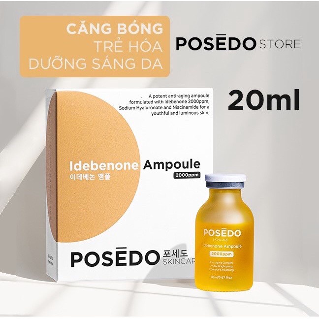 Serum căng bóng dưỡng sáng Posedo Idebenone Ampoule 20ml trẻ hóa da cao cấp chính hãng Hàn Quốc