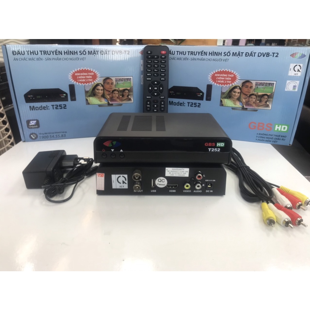 Đầu số mặt đất GBS T252 xem 2 kênh độc lập cùng lúc, xem truyền hình thiết yếu không mất phí, đầu thu DVB T2
