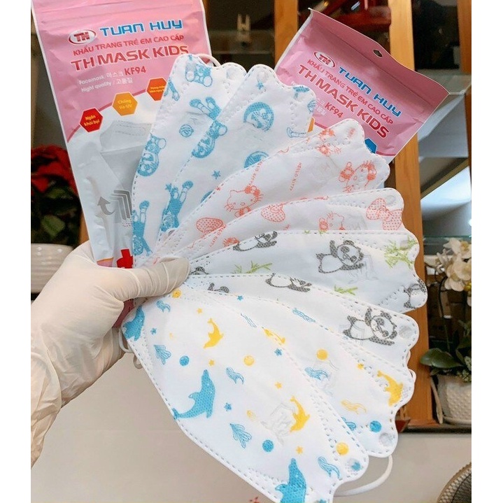 Gói Khẩu trang Trẻ Em 4D KF94 Tuấn Huy An Toàn Dễ Đeo Cho Bé