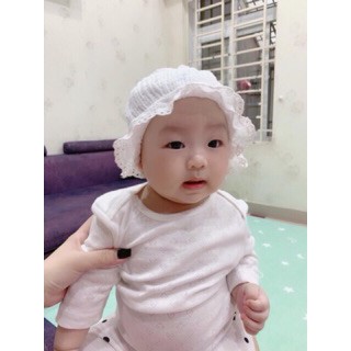 [GIÁ RẺ-HÌNH THẬT] MŨ TIỂU THƯ CHO BÉ GÁI COTTON MỀM VIỀN REN DỄ THƯƠNG