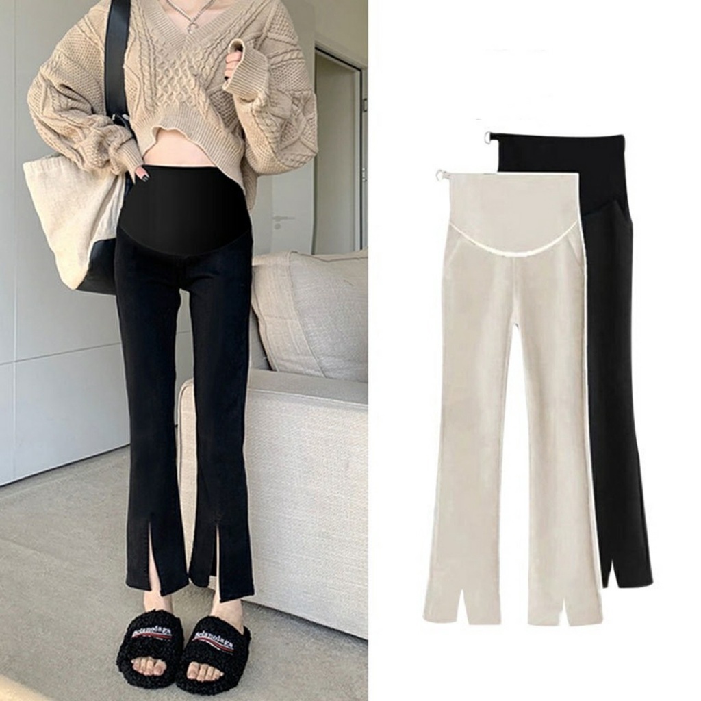 Quần bầu dài legging chất Umi với thiết kế ống loe XẺ TÀ LỆCH tôn dáng siêu đẹp QB5568