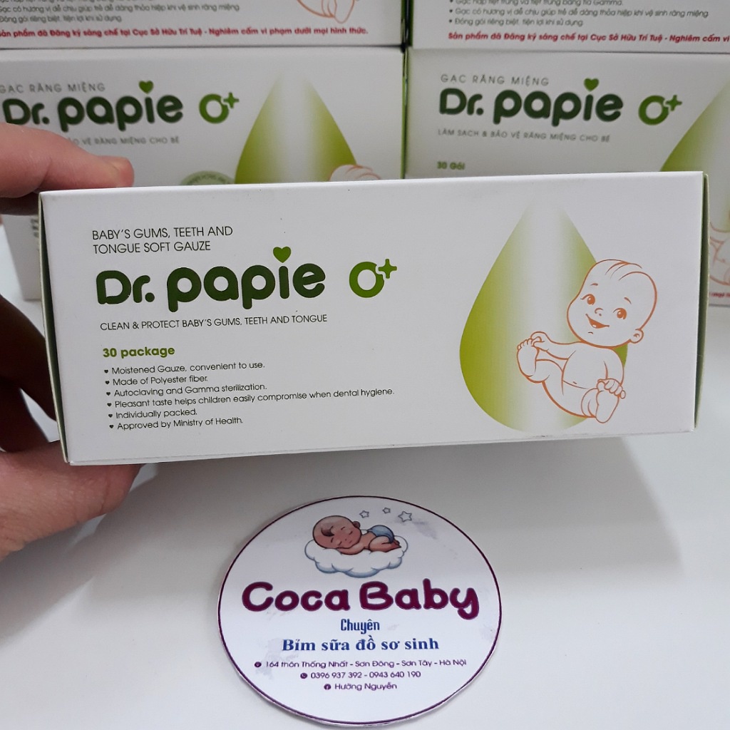 Gạc rơ lưỡi Dr Papie vệ sinh răng miệng / Rơ lưỡi Dr.Papie cho bé (30 gói) date mới nhất