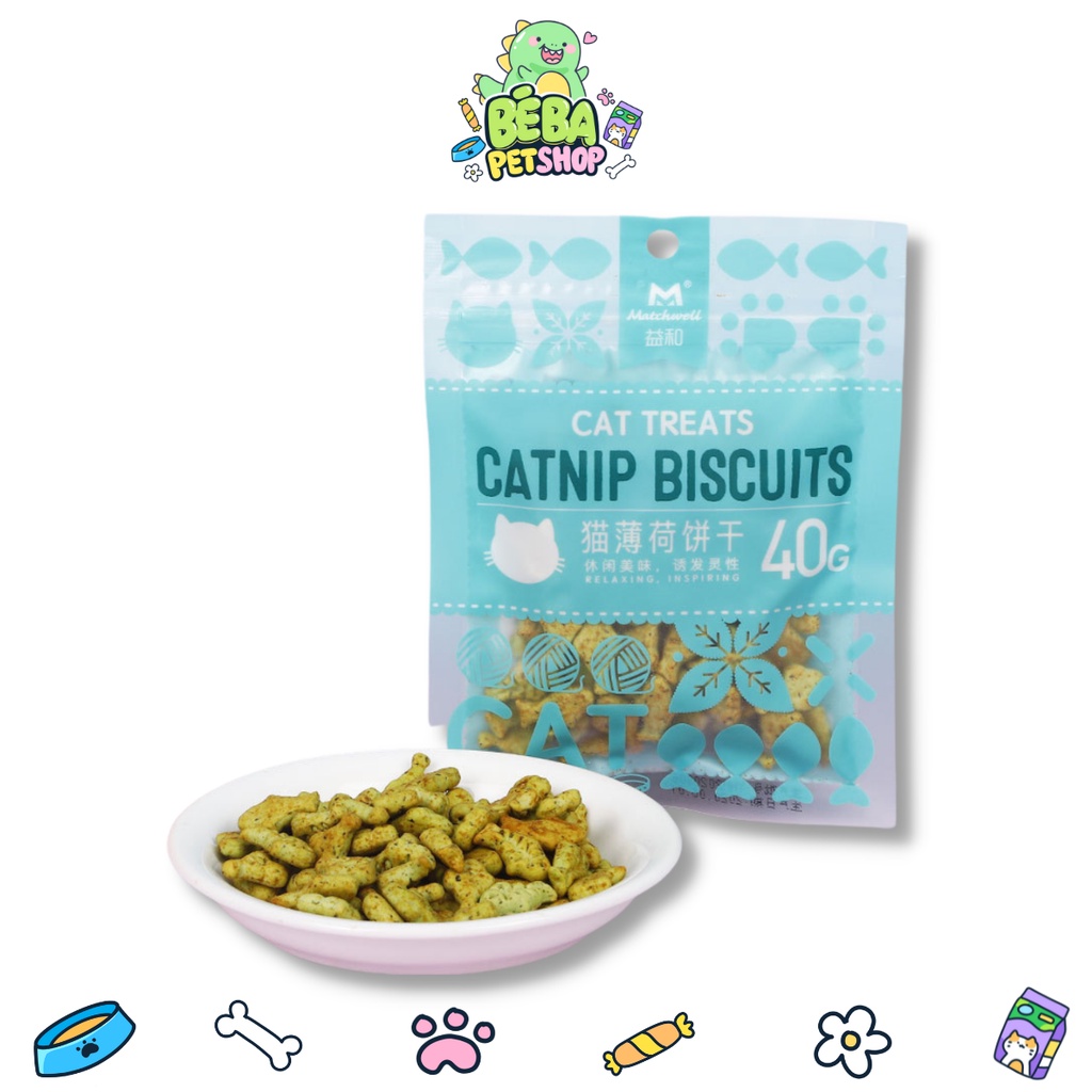 Bánh thưởng catnip cho mèo ăn vặt Catnip Biscuits gói 40g | Bé Ba Petshop