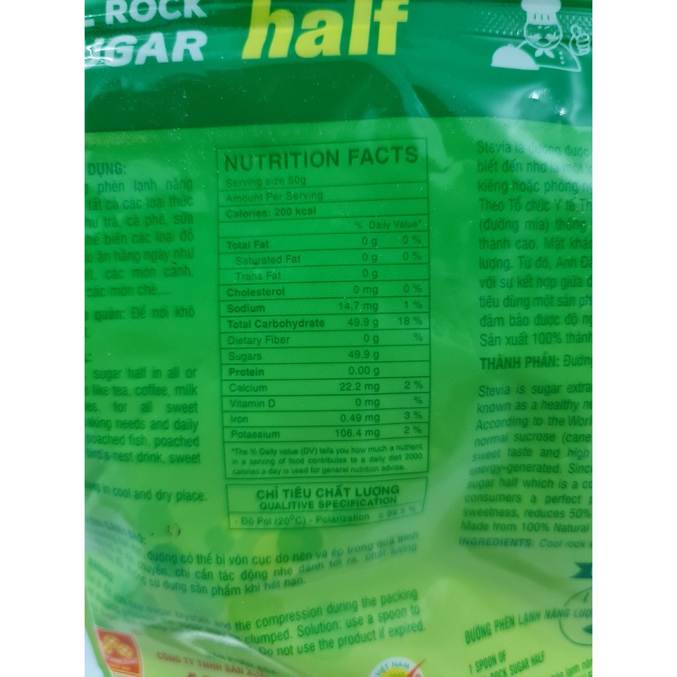 [Túi 500g – Dạng Bột] ĐƯỜNG PHÈN LẠNH NĂNG LƯỢNG THẤP [VN] ANH ĐĂNG (50% less calories+) Cool Rock Sugar (vvk-hk)