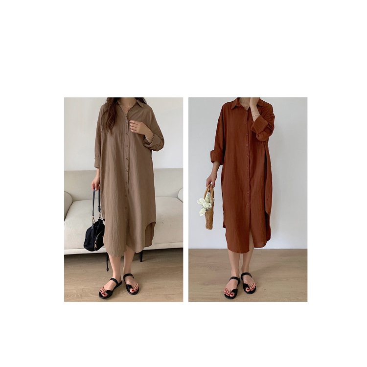 Đầm Maxi Tay Dài Dáng Rộng Phong Cách Hàn Quốc Mới