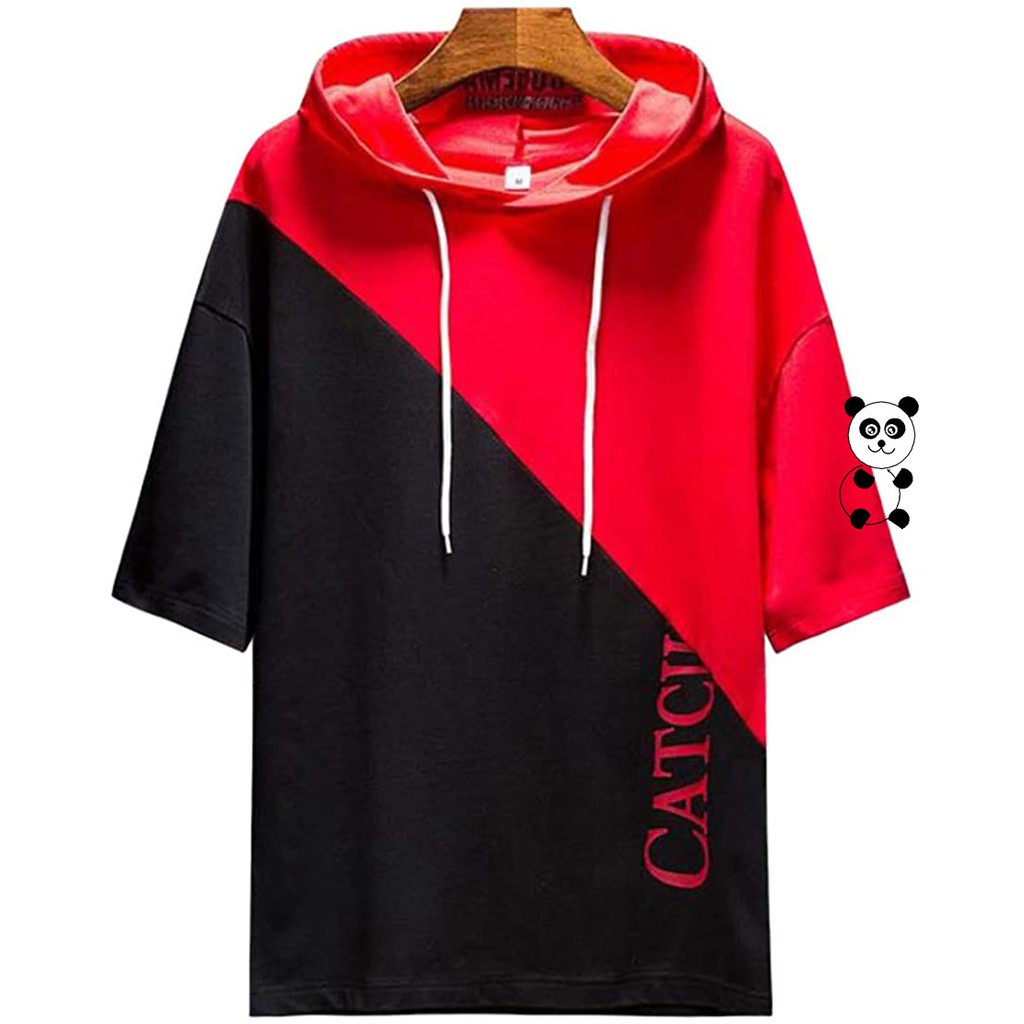 Áo thun tay lỡ có nón nam nữ unisex phối màu TLPM01