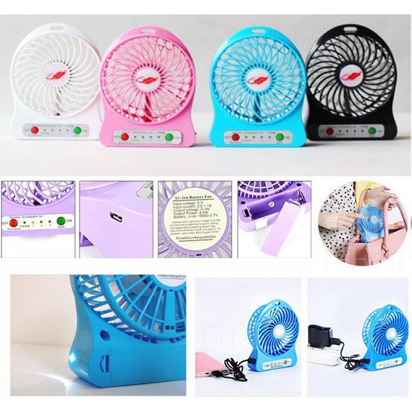 Quạt tích điện mini fan 3 chế độ