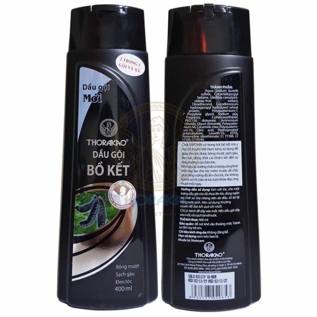 Dầu Gội Đầu Bồ Kết Thorakao 400ml Thảo Dược Cô Đặc Sạch Gàu Mềm Mượt Tóc