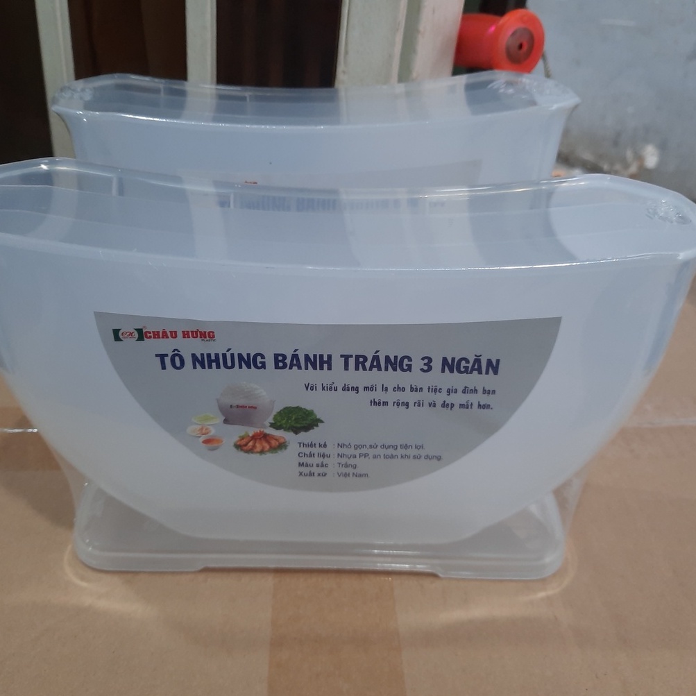 Tô Nhúng Bánh Tráng 3 Ngăn Nhựa PP Cao Cấp An Toàn