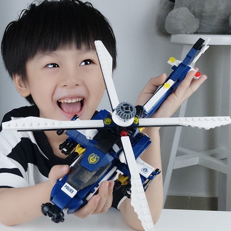 Đồ chơi lắp ráp mô hình máy bay cảnh sát cứu hộ cho bé