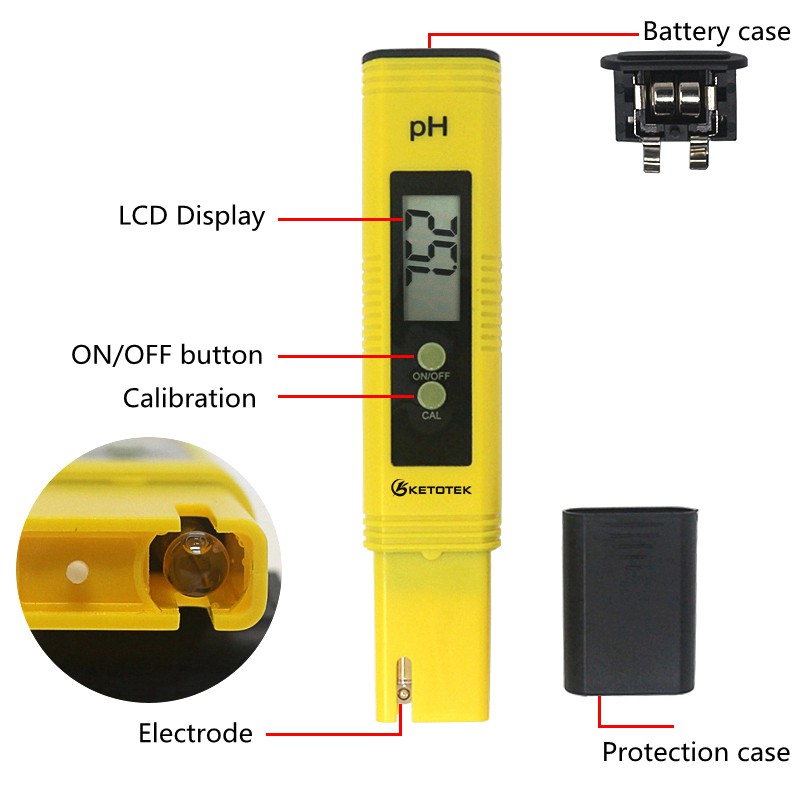 Độ chính xác di động Máy đo PH + Độ tinh khiết nước LCD kỹ thuật số TDS Máy đo EC Bộ lọc nước Hiển thị nhiệt độ Bút thử