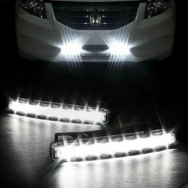 Mới 2 Đèn Pha 8 Bóng Led Drl Ánh Sáng Trắng Cho Xe Hơi