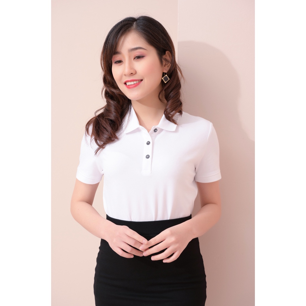Áo phông có cổ nữ chất cotton cao cấp mềm mịn tay ngắn kiểu dáng thể thao công sở sẵn hàng tại shop 100% ảnh thật