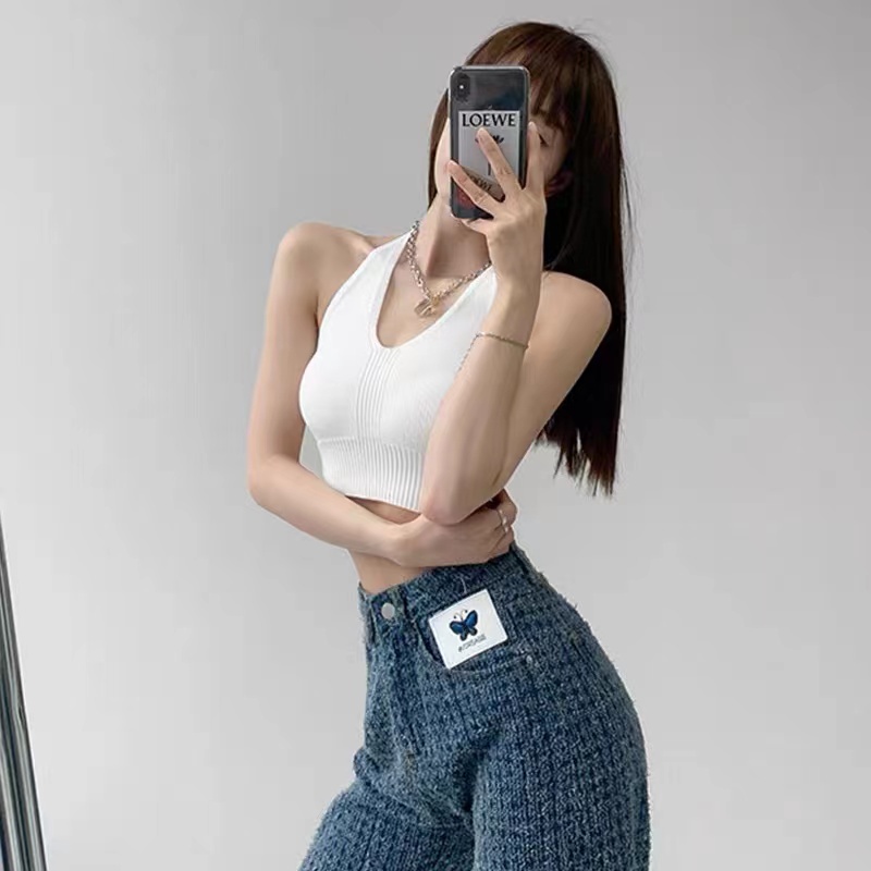 Áo Croptop Dệt Kim Hai Dây Gợi Cảm Dành Cho Nữ