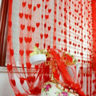 Màn Rèm cửa trang trí dệt hình trái tim lãng mạn