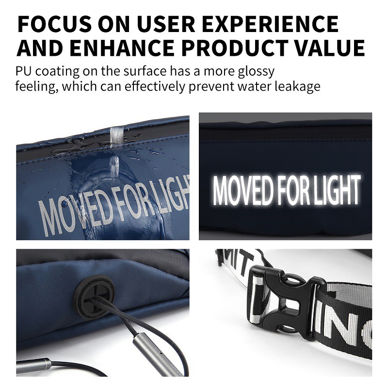 Túi Đựng Điện Thoại Đeo Hông Thể Thao Chống Nước Phản Quang 25x15 Cm Moved For Light