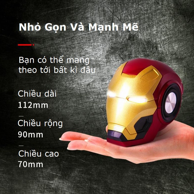 Loa bluetooth cầm tay Ironman nghe nhạc siêu bass , đôi mắt có đèn led hỗ trợ thẻ nhớ và usb