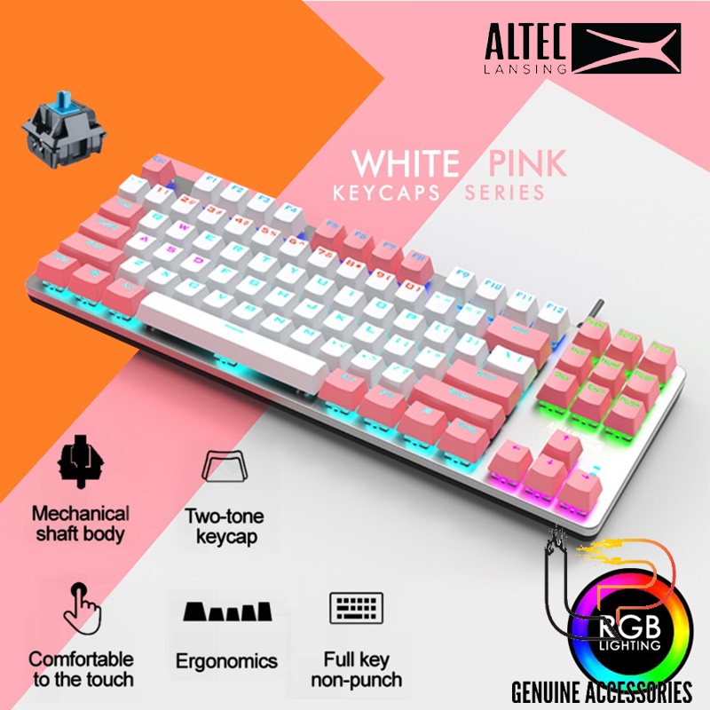 Bàn phím cơ Blueswich ALTEC LANSING 8404 Hồng Trắng - Bàn phím chơi game ALTEC LANSING 8404 Hồng Trắng