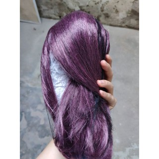 Tóc Giả Cosplay🌻CAOCAOSTORE🌻Wig Cosplay Random - Tóc Giả Da Đầu 2 màu Tím Và Đen 2 Búi Kèm