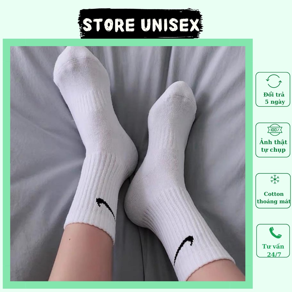 Tất Nike Unisex Cao Cổ Cao Cấp, Tất Thể Thao Nam Nữ Cực Đẹp Dày Dặn Dễ Phối Đồ Phù Hợp Với Mọi Lứa Tuổi Teen