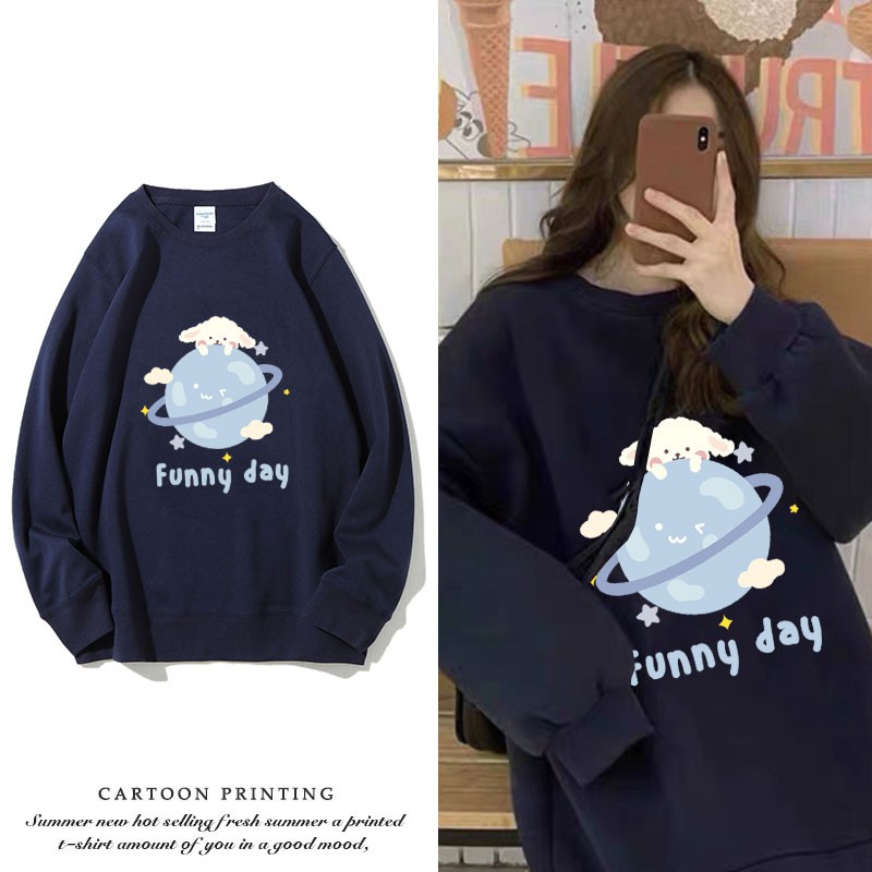Áo hoodie tay dài thời trang Hàn Quốc xinh xắn trẻ trung cho nữ