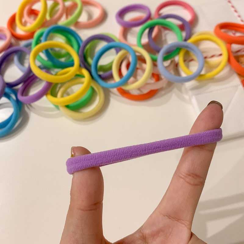 Set 20 Dây Buộc Tóc Cao Su Đen Co Giãn Không Đường May Phong Cách Hàn Quốc Cho Nữ