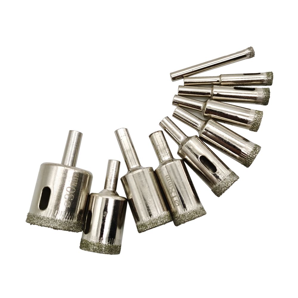 Set 10 Mũi Khoan Mạ Kim Cương 6 8 10 12 14 16 18 20 22 30 Mm Dùng Cho Cưa Gạch / Kính / Gạch Men