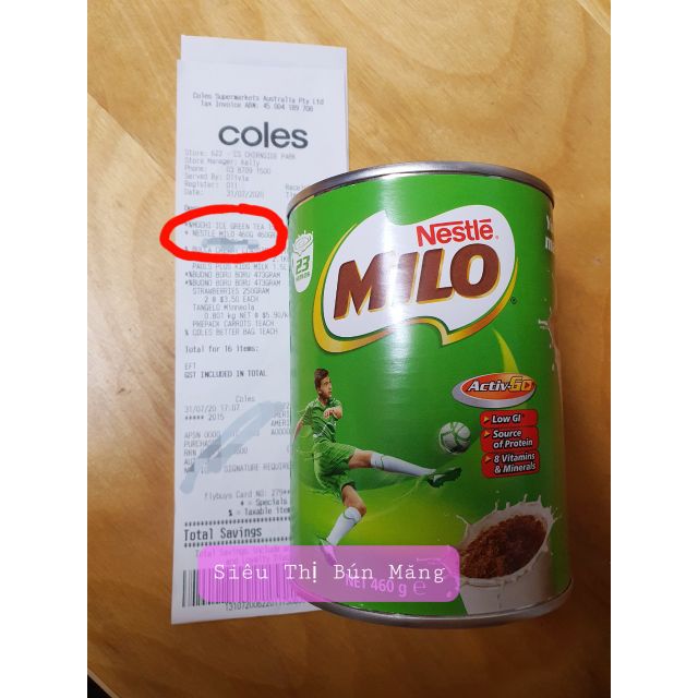 Sữa Nestle Milo có bill Úc 460gr