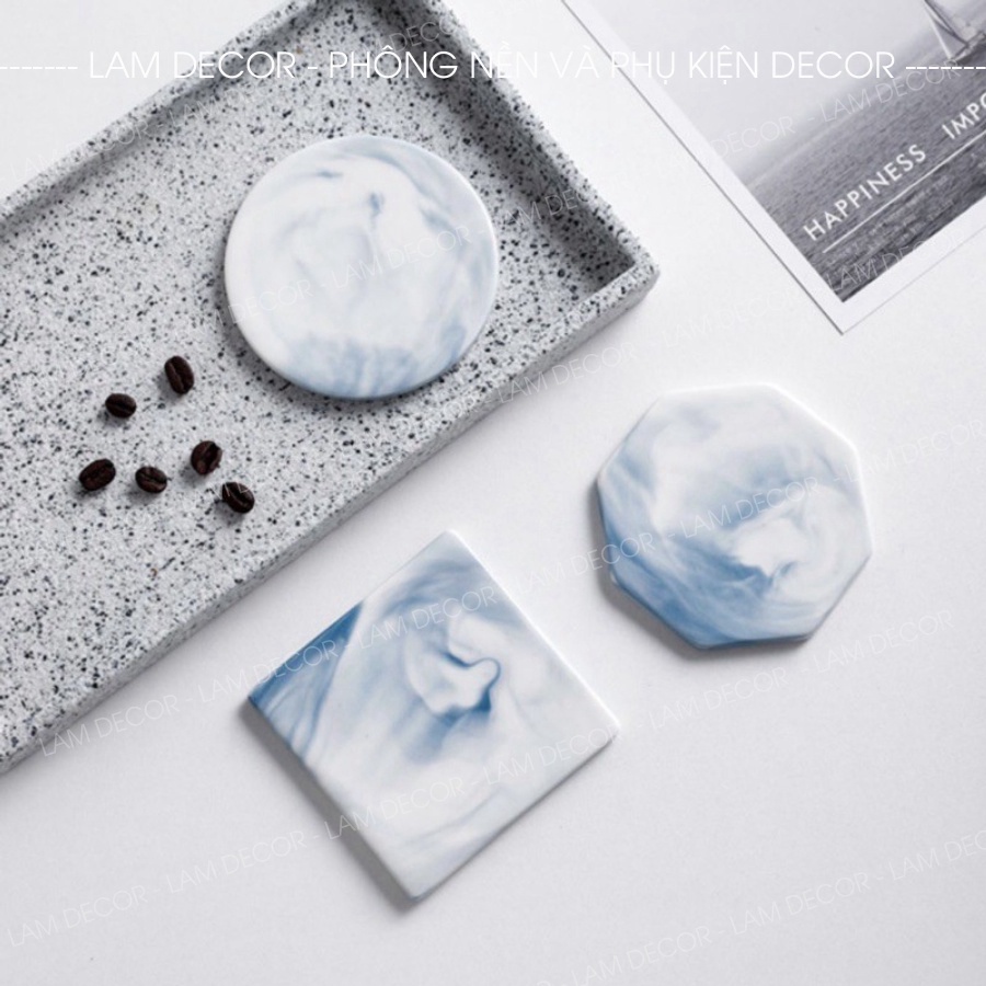 Tấm Đá Marble Làm Đế Lót Ly, Phụ Kiện Chụp Hình Sang Trọng